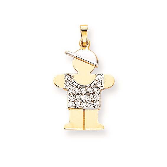 14k Two-tone AAA Diamond kid pendant