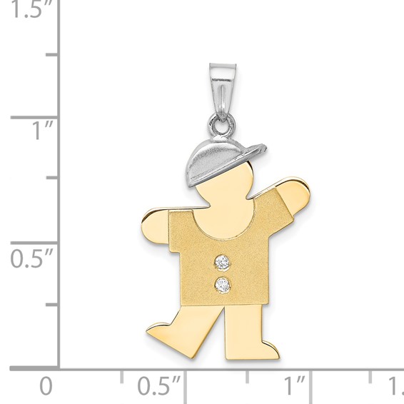 14k Two-tone AA Diamond Kid Pendant