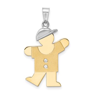 14k Two-tone AAA Diamond kid pendant