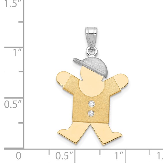 14k Two-tone AA Diamond Kid Pendant