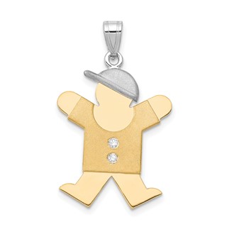 14k Two-tone A Diamond kid pendant