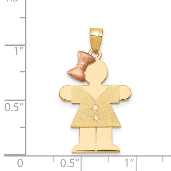 14k Two-tone AAA Diamond kid pendant