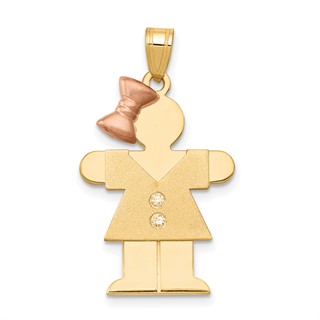 14k Two-tone AAA Diamond kid pendant