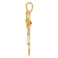 14K Yellow Gold the Kids Girl Charm with Yellow CZ November Birthstone Engravable Kiss view 2