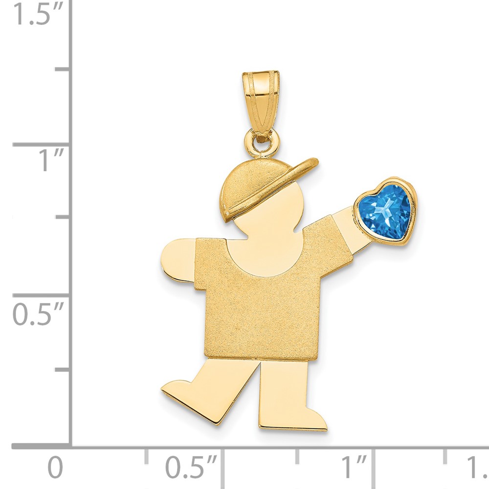 14k Boy with CZ December Birthstone Charm (XK265DEC)