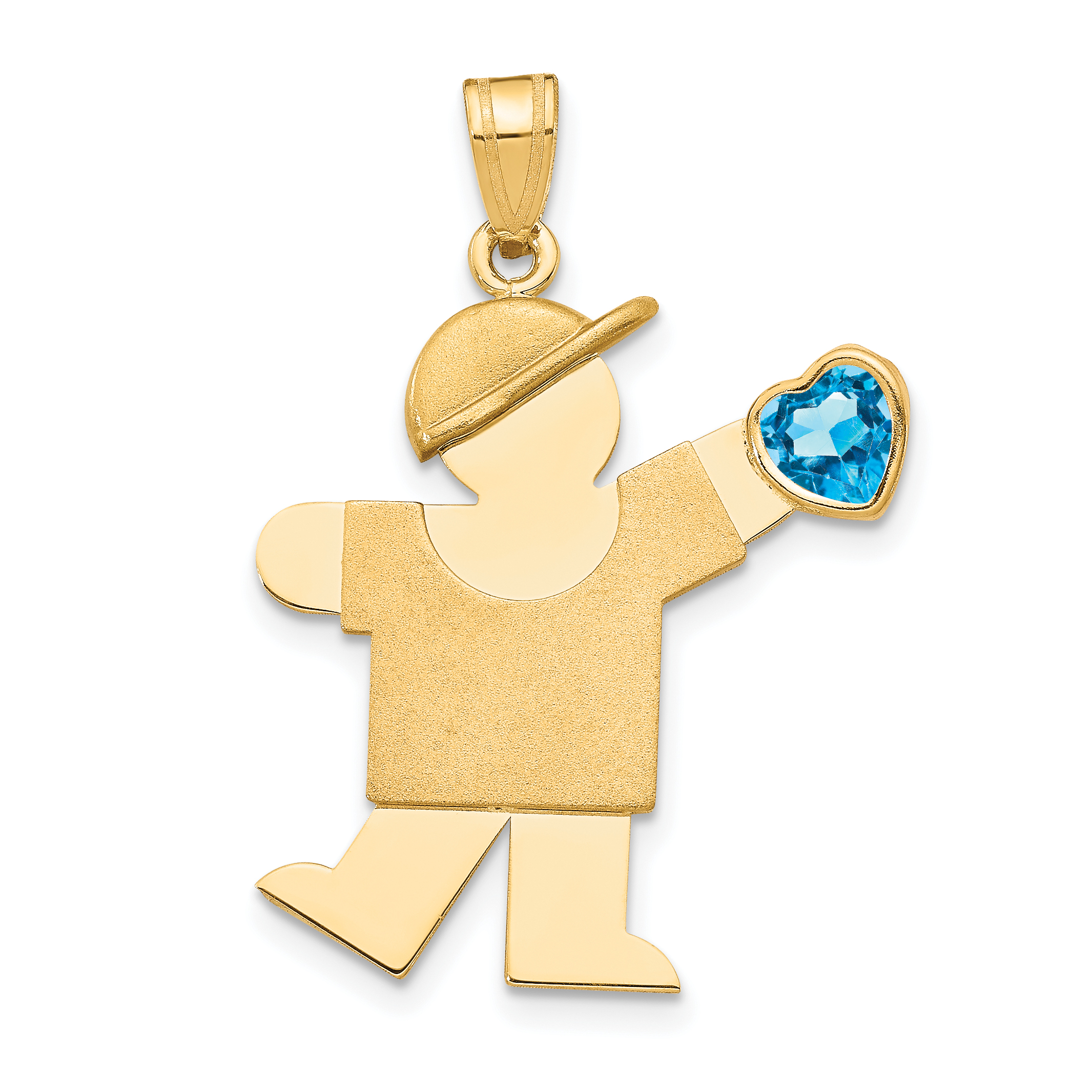 14k Boy with CZ December Birthstone Charm (XK265DEC)