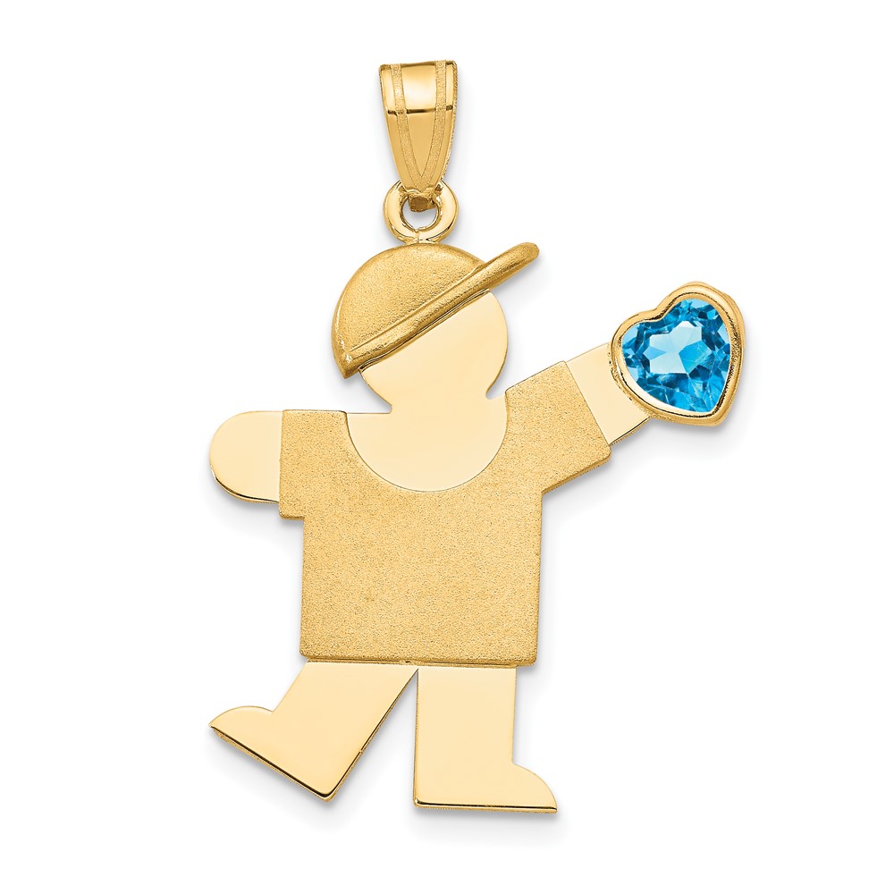 14k Boy with CZ December Birthstone Charm (XK265DEC)