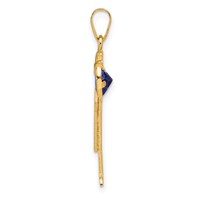 14K Yellow Gold the Kids Boy Charm with Dark Blue CZ September Birthstone Engravable Kiss view 2