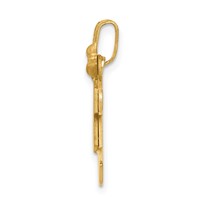 14K Yellow Gold the Kids Solid Engravable Small Boy on Right and Girl on Left Kiss Charm view 2