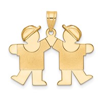 14K the Kids Solid Engravable Small Double Boys Kiss Charm view 1