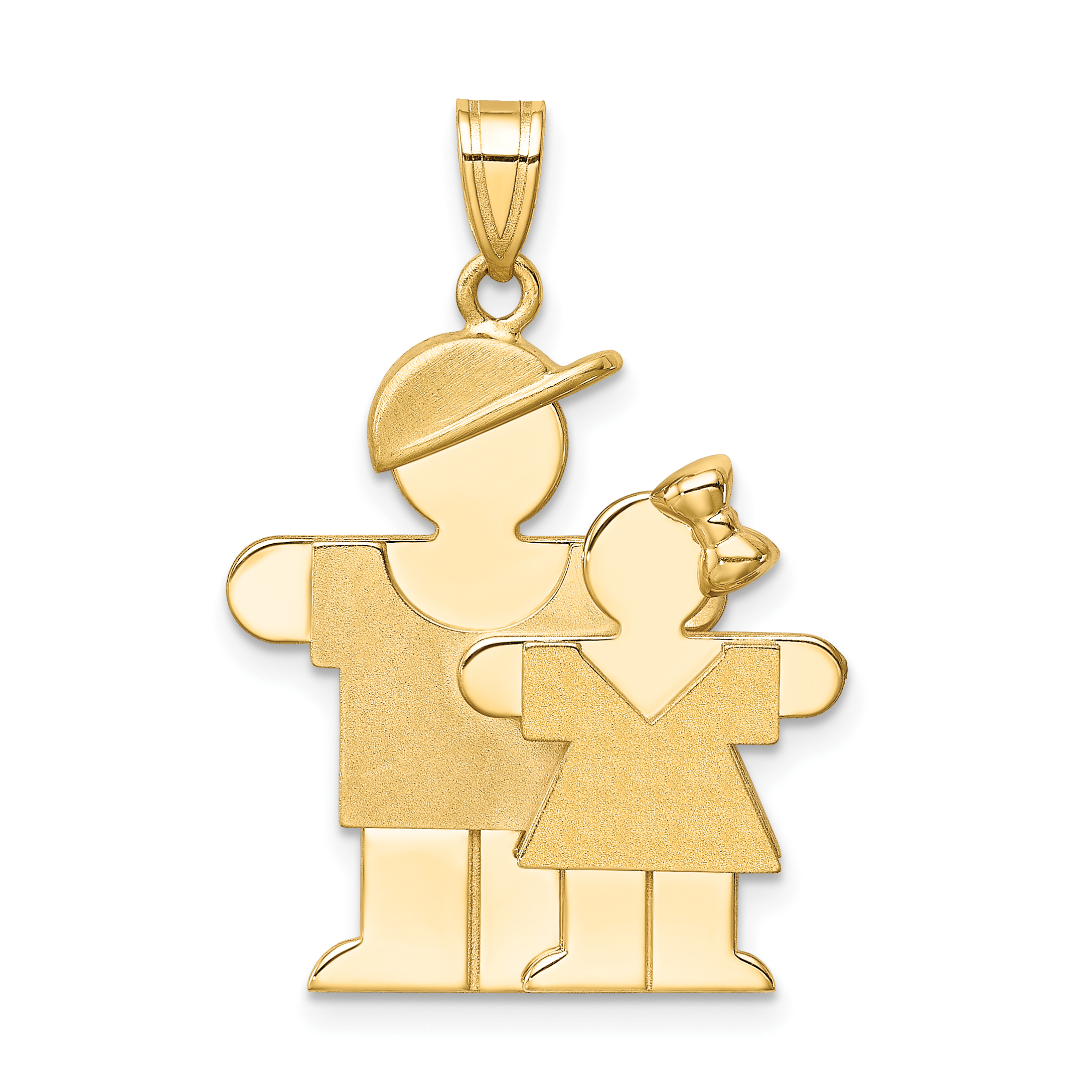 14k Big Boy and Little Girl Engravable Charm (XK292)