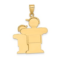 14K Yellow Gold the Kids Big Boy and Little Boy Engravable Hugs Charm view 4