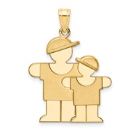 14K Yellow Gold the Kids Big Boy and Little Boy Engravable Hugs Charm view 1