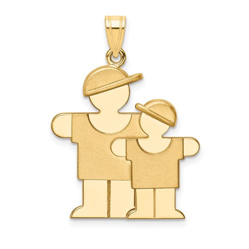 14K Yellow Gold the Kids Big Boy and Little Boy Engravable Hugs Charm