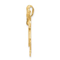 14K Yellow Gold the Kids Solid Engravable Medium Double Girls Charm with Bows Kiss view 2