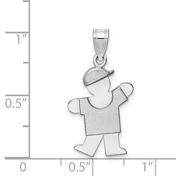 14k White Gold The Kids Small Boy with Hat on Left Engravable Kiss Charm