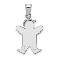 14K White Gold the Kids Small Boy Charm with Hat on Right Engravable Joy view 4
