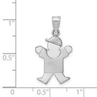 14K White Gold the Kids Small Boy Charm with Hat on Right Engravable Joy view 3