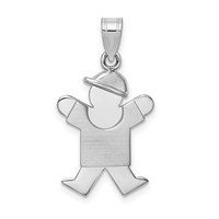 14K White Gold the Kids Small Boy Charm with Hat on Right Engravable Joy view 1