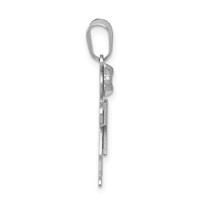 14K White Gold the Kids Small Girl Charm with Bow on Left Engravable Hugs view 2