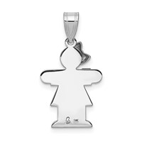 14K White Gold the Kids Small Girl Charm with Bow on Left Engravable Hugs view 4