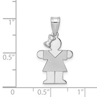 14K White Gold the Kids Small Girl Charm with Bow on Left Engravable Hugs view 3