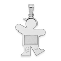 14K White Gold the Kids Medium Boy Charm with Hat on Left Engravable Kiss view 4