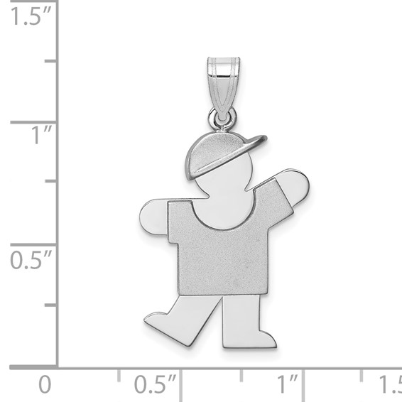 14k White Gold The Kids Medium Boy with Hat on Left Engravable Kiss Charm
