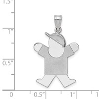 14K White Gold the Kids Medium Boy Charm with Hat on Right Engravable Joy view 3
