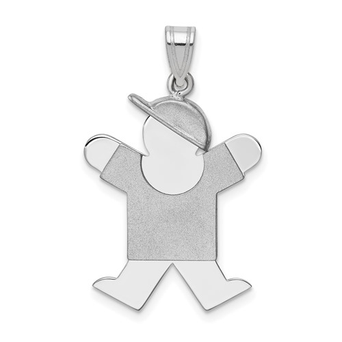 14K White Gold the Kids Medium Boy Charm with Hat on Right Engravable Joy