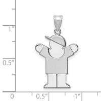 14K White Gold the Kids Medium Boy Charm with Hat on Right Engravable Love view 3