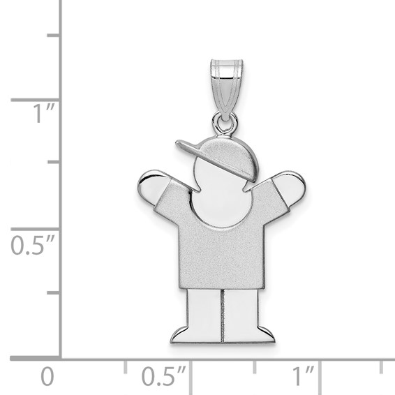 14k White Gold The Kids Medium Boy with Hat on Right Engravable Love Charm