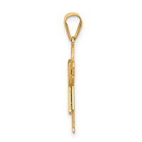 14K Yellow Gold the Kids Solid Satin Small Girl Charm with Ruffles Engravable Love view 2