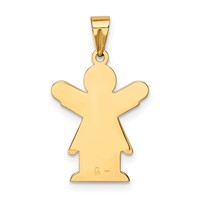 14K Yellow Gold the Kids Solid Satin Small Girl Charm with Ruffles Engravable Love view 4