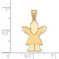14K Yellow Gold the Kids Solid Satin Small Girl Charm with Ruffles Engravable Love view 3