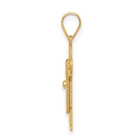 14K the Kids Solid Satin Small Boy in Overalls Engravable Love Charm view 2