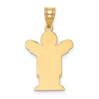 14K the Kids Solid Satin Small Boy in Overalls Engravable Love Charm view 4