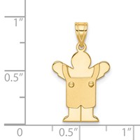 14K the Kids Solid Satin Small Boy in Overalls Engravable Love Charm view 3