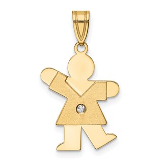 14k AAA Diamond kid pendant
