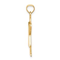 14K Yellow Gold the Kids Solid Satin Medium Girl Charm with Ruffles Engravable Love view 2