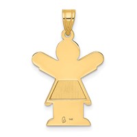 14K Yellow Gold the Kids Solid Satin Medium Girl Charm with Ruffles Engravable Love view 4