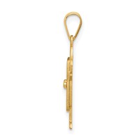 14K Yellow Gold the Kids Solid Satin Medium Boy in Overalls Engravable Love Charm view 2