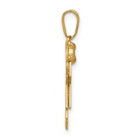 14K Yellow Gold the Kids Solid Engravable Small Girl Charm with Bow on Left Joy view 2