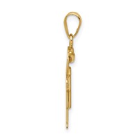 14K Yellow Gold the Kids Solid Engravable Small Boy Charm with Hat on Right Hugs view 2