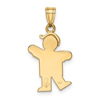 14K Yellow Gold the Kids Solid Engravable Small Boy Charm with Hat on Left Kiss view 4