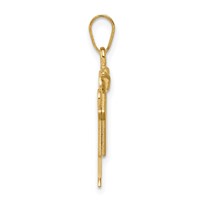 14K Yellow Gold the Kids Solid Engravable Small Boy Charm with Hat on Right Love view 2