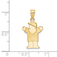 14K Yellow Gold the Kids Solid Engravable Small Boy Charm with Hat on Right Love view 3