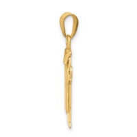 14K Yellow Gold the Kids Solid Engravable Small Boy in Overalls Charm with Hat on Left Love view 2