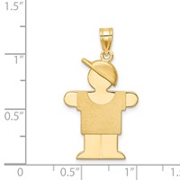 14K Yellow Gold the Kids Solid Engravable Medium Boy Charm with Hat on Right Hugs view 3