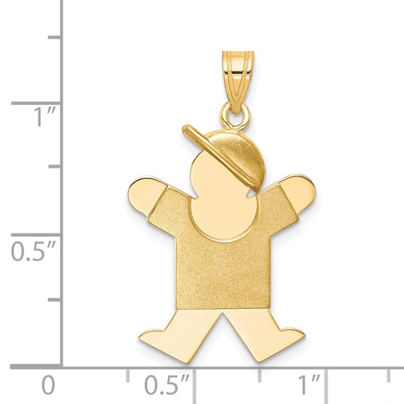 14k The Kids Solid Engravable Medium Boy with Hat on Right Joy Charm